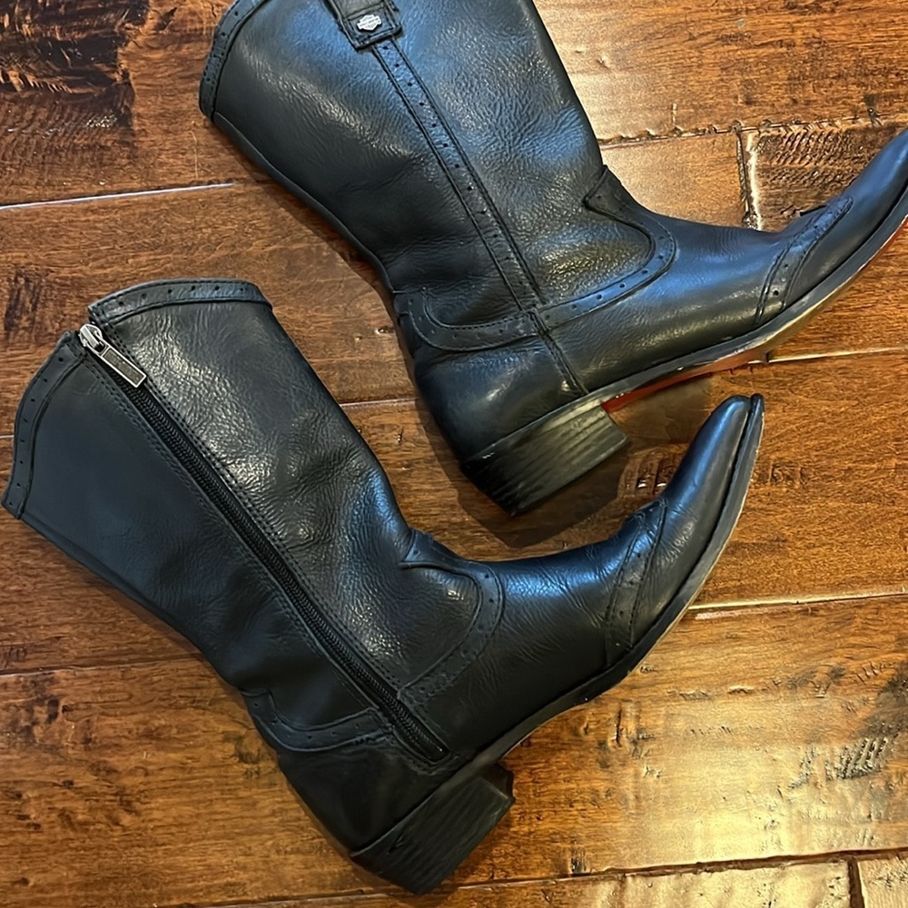 Harley Davidson Vintage Black Leather Western Boots- Women’s sz 8